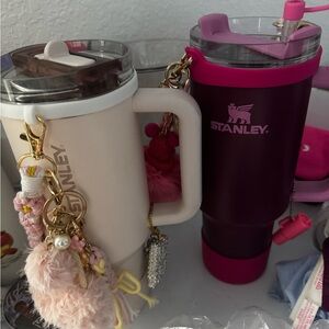 Stanley Tumbler Set with Keychains - Cream and Purple